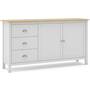 Pegane Buffet En Pin Massif Chêne Et Blanc, Meuble De Rangement – Longueur 1… 9