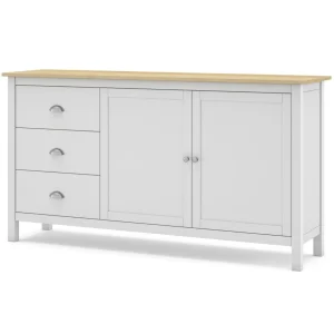 Pegane Buffet En Pin Massif Chêne Et Blanc, Meuble De Rangement – Longueur 1… 11