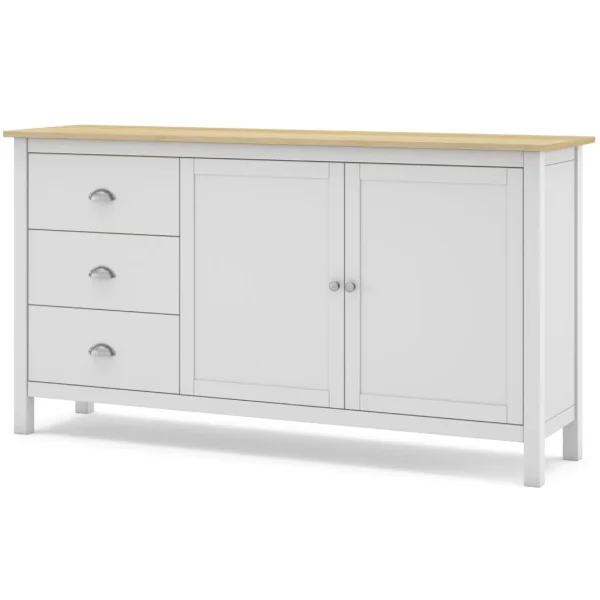 Pegane Buffet En Pin Massif Chêne Et Blanc, Meuble De Rangement – Longueur 1… 4