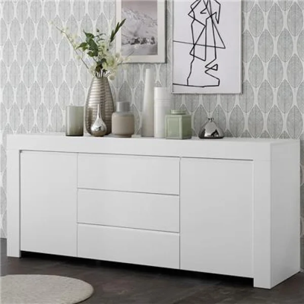 NOUVOMEUBLE Buffet Enfilade 180 Cm Design Blanc Laqué ALANO 1