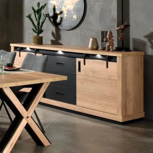 NOUVOMEUBLE Buffet Industriel Couleur Chêne Clair DAKAR 8