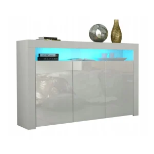 Dusine Buffet JIVE 145 Cm Blanc Laqué Avec LEDS 7