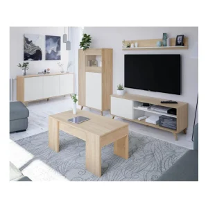 Usinestreet Buffet LAURA 3 Portes Avec 3 étagères L154cm – Blanc / Bois 8