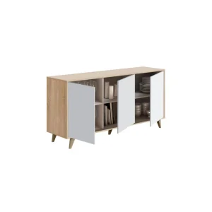 Usinestreet Buffet LAURA 3 Portes Avec 3 étagères L154cm – Blanc / Bois 12