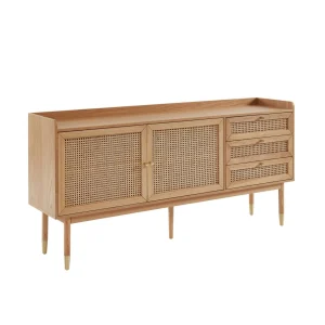 Baita Buffet LEON Bois Et Cannage Naturel 2 Portes Et 2 Tiroirs – L180cm 9