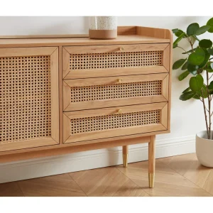 Baita Buffet LEON Bois Et Cannage Naturel 2 Portes Et 2 Tiroirs – L180cm 11