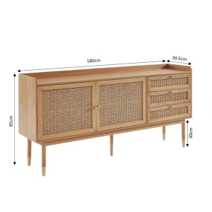 Baita Buffet LEON Bois Et Cannage Naturel 2 Portes Et 2 Tiroirs – L180cm 13