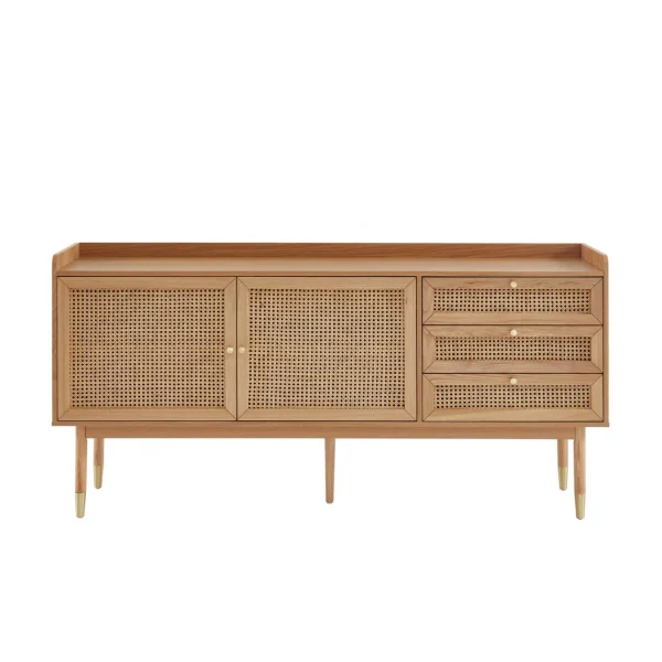 Baita Buffet LEON Bois Et Cannage Naturel 2 Portes Et 2 Tiroirs – L180cm 6