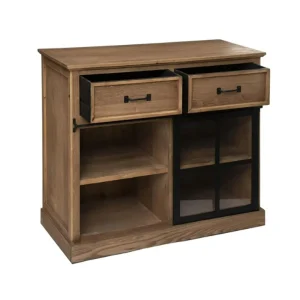 Pegane Buffet / Meuble De Rangement Avec 1 Porte Et 2 Tiroirs Coloris Marron … 9