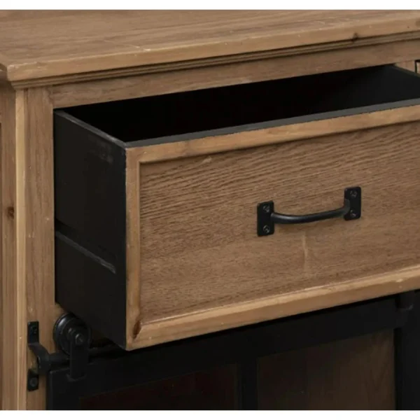 Pegane Buffet / Meuble De Rangement Avec 1 Porte Et 2 Tiroirs Coloris Marron … 4