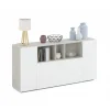 Pegane Buffet Meuble De Rangement Avec 3 Portes Coloris Béton / Blanc Artic … 17