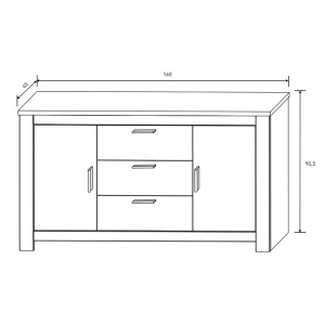 Pegane Buffet, Meuble De Rangement Coloris Chêne, Pin Andersen – Longueur 16… 7