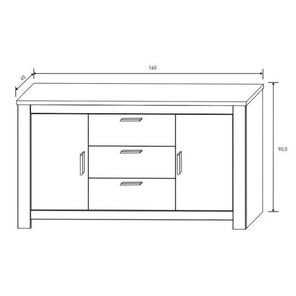 Pegane Buffet, Meuble De Rangement Coloris Chêne, Pin Andersen – Longueur 16… 3