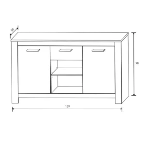 Pegane Buffet, Meuble De Rangement Coloris Pin Andersen, Pin Gris – Longueur … 6