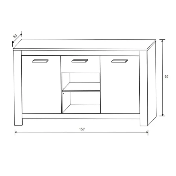 Pegane Buffet, Meuble De Rangement Coloris Pin Andersen, Pin Gris – Longueur … 3