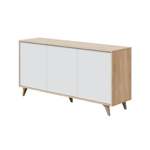 Pegane Buffet Meuble De Rangement En Mélamine Coloris Chêne Canadian Blanc … 1