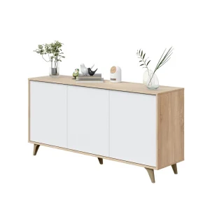 Pegane Buffet Meuble De Rangement En Mélamine Coloris Chêne Canadian Blanc … 11