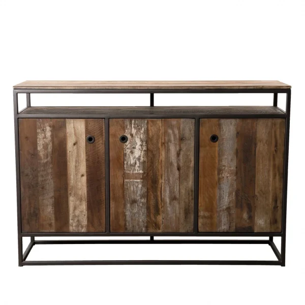 MACABANE Buffet SIXTINE 3 Portes Et 1 Étagère Bois Teck Recyclé Acacia Mahog… 11