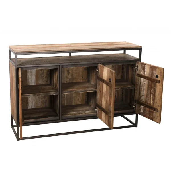 MACABANE Buffet SIXTINE 3 Portes Et 1 Étagère Bois Teck Recyclé Acacia Mahog… 22