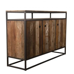 MACABANE Buffet SIXTINE 3 Portes Et 1 Étagère Bois Teck Recyclé Acacia Mahog… 59