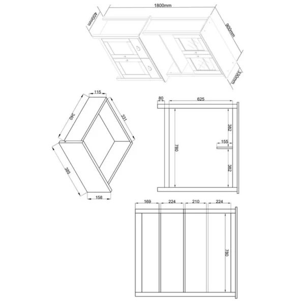 BUT Buffet Vitrine MISTI Blanc Imitation Chêne 6