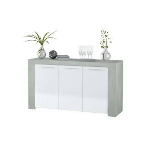 Usinestreet Buffet WENDY 3 Portes L144cm – Blanc / Béton 15