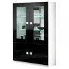 Altobuy COLUMBUS – Vitrine 4 Portes Laquée Brillant Blanc Et Noir 19