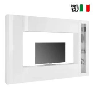 Ahd Amazing Home Design Composition Murale Blanc Brillant Meuble TV Colonne Vitrine Unité Mur… 9