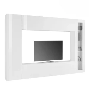 Ahd Amazing Home Design Composition Murale Blanc Brillant Meuble TV Colonne Vitrine Unité Mur… 11