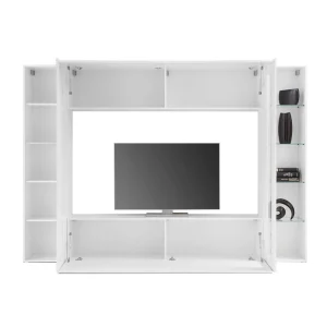 Ahd Amazing Home Design Composition Murale Blanc Brillant Meuble TV Colonne Vitrine Unité Mur… 13