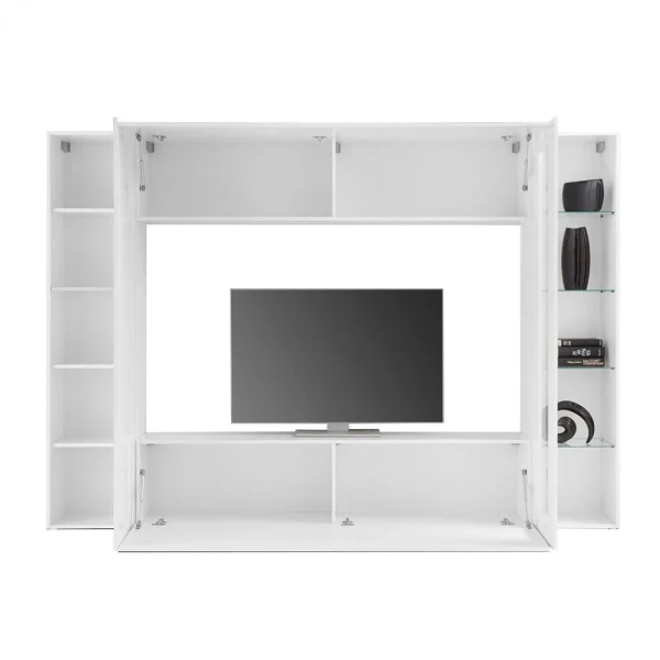 Ahd Amazing Home Design Composition Murale Blanc Brillant Meuble TV Colonne Vitrine Unité Mur… 5