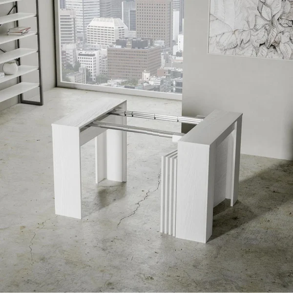 Itamoby Console Extensible 90×48-296 Cm Table De Salle à Manger En Bois Blanc… 5