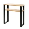 Pegane Console / Table Console En Métal Noir Et MDF Coloris Chêne – Longueu… 13