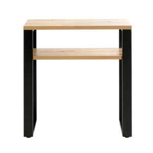 Pegane Console / Table Console En Métal Noir Et MDF Coloris Chêne – Longueu… 9