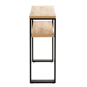 Pegane Console / Table Console En Métal Noir Et MDF Coloris Chêne – Longueu… 11