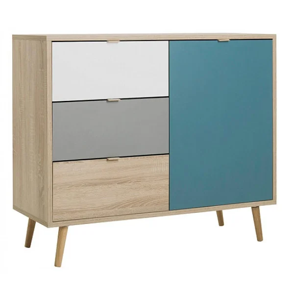 BUT Rangement Scandinave ARUBA Chêne, Gris, Bleu Et Blanc 5