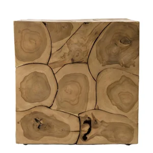 MACABANE Cube 40x40cm Bois Teck Nature Suva 9