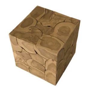 MACABANE Cube 40x40cm Bois Teck Nature Suva 13