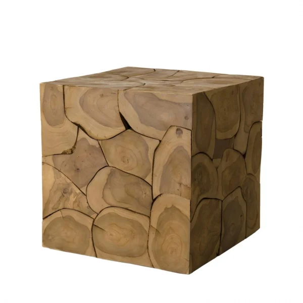 MACABANE Cube 40x40cm Bois Teck Nature Suva 1