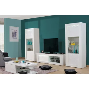 Altobuy DAYTON WHITE – Vitrine 1 Porte Réversible Laquée Blanche Et Leds 9