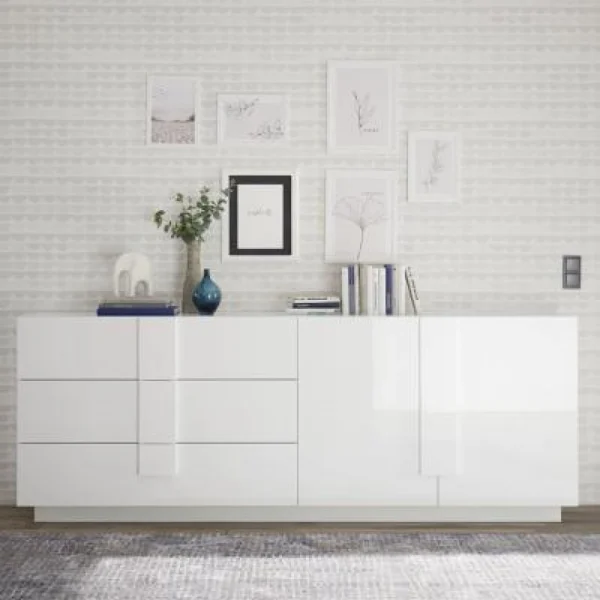 NOUVOMEUBLE Enfilade 240 Cm Blanc Laqué Design JUNON 2 1