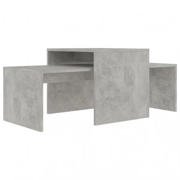 Chunhelife Ensemble De Tables Basses Gris Béton 100x48x40 Cm Aggloméré 3