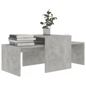 Chunhelife Ensemble De Tables Basses Gris Béton 100x48x40 Cm Aggloméré 11