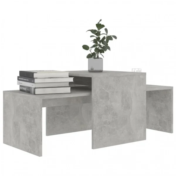 Chunhelife Ensemble De Tables Basses Gris Béton 100x48x40 Cm Aggloméré 4