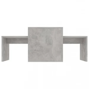 Chunhelife Ensemble De Tables Basses Gris Béton 100x48x40 Cm Aggloméré 13