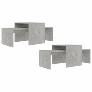 Chunhelife Ensemble De Tables Basses Gris Béton 100x48x40 Cm Aggloméré 15