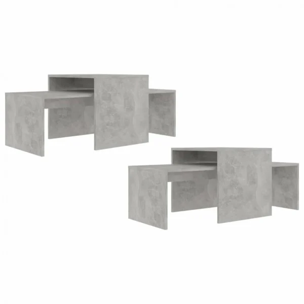 Chunhelife Ensemble De Tables Basses Gris Béton 100x48x40 Cm Aggloméré 6