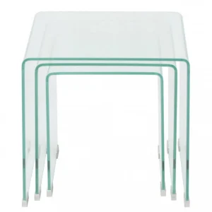 Chunhelife Ensemble De Tables Gigognes 3 Pièces Verre Trempé Transparent 9