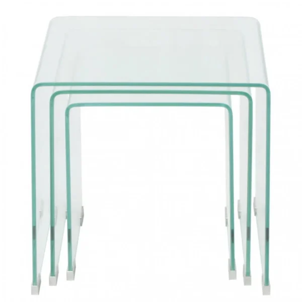 Chunhelife Ensemble De Tables Gigognes 3 Pièces Verre Trempé Transparent 3