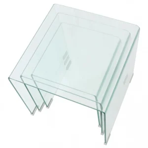 Chunhelife Ensemble De Tables Gigognes 3 Pièces Verre Trempé Transparent 13